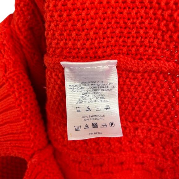 Lands' End Women's Red Cable Knit Turtleneck Sweater Size Small 6-8 - Picture 4 of 5